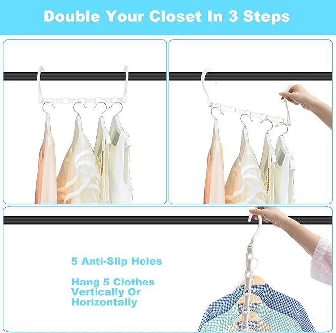 DUCOO 10 PCS Space Saving Hangers, 5-Hole Magic Hangers - Image 5