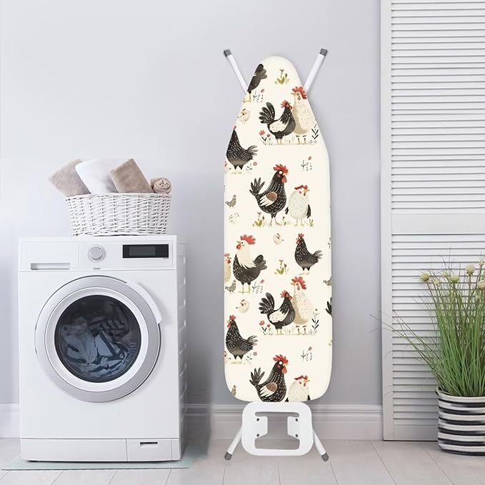 White Rooster Ironing Board Cover and Pad 15x54 Inch, Iron Board Cover - Image 4