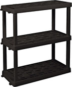 Oskar Heavy Duty Plastic Storage Shelves- for Garage, Kitchen, Bathroom Basement Kids Room, Stackable 3-Tier Black Organizer Rack for Books Shoes, Toys, Pantry, Cleaning and Closet Organization - Image 4