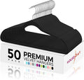 HOUSE DAY Premium Velvet Hangers 50 Pack Black, Non-Slip Flocked Felt Hangers by HOUSEDAY