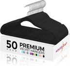 HOUSE DAY Premium Velvet Hangers 50 Pack Black, Non-Slip Flocked Felt Hangers by HOUSEDAY
