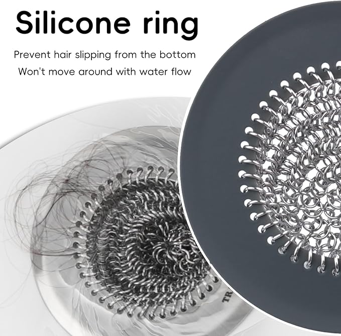 TRAPMATE 2 Pack Bathroom Sink Drain Strainer, 4.4" Fast Drainage Shower Drain - Image 3