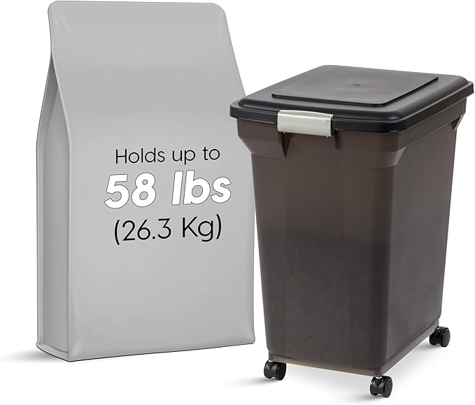 IRIS USA Dog Food Storage Container 58 lbs, Attachable Wheels, - Image 2