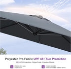 PURPLE LEAF Patio Umbrella with Base 10 Feet Outdoor Cantilever Square Umbrella Aluminum Offset Umbrella with 360-degree Rotation for Garden Deck Pool Patio, Grey - Image 6