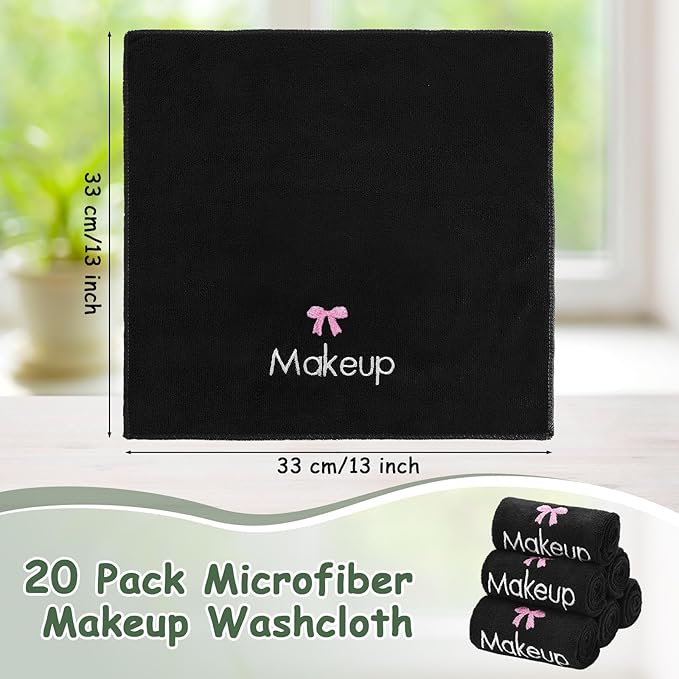 Shimeyao 20 Pack Makeup Towels Black Makeup Washcloths - Image 2