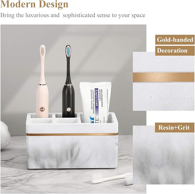 Shinowa Resin Toothbrush Holder, 5 Slots Hygienic Electric Toothbrush Holder - Image 2