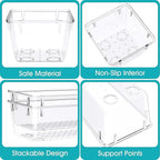 7 PCS Clear Plastic Drawer Organizers Set, 4 Size Desk Drawer Organizer Trays - Image 3