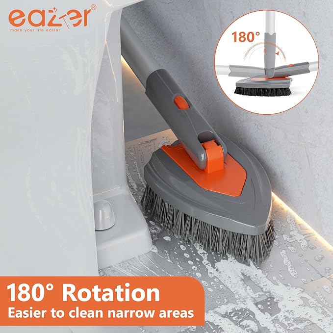 Eazer 4-in-1 Long-Handled Tub Scrubber-Versatile Bathroom Cleaning Brush - Image 4