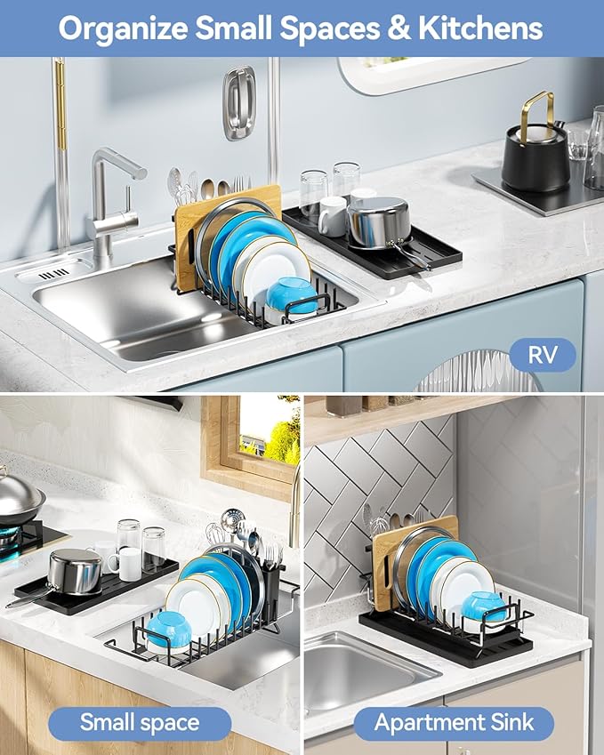Small Dish Drying Rack in Sink, Expandable Dish Drainer Over Sink - Image 7