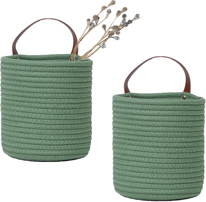 2pack Small Hanging Basket-Cotton Rope Wall Basket by RUIZHIXUAN