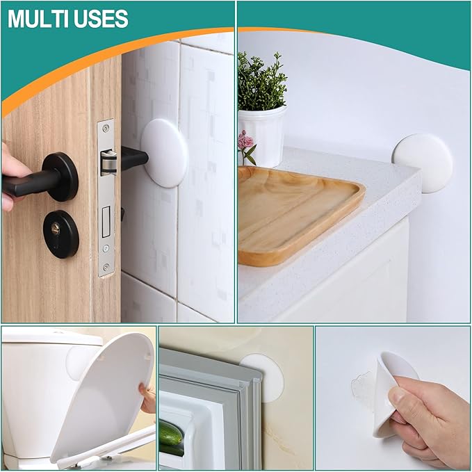 10-Pack Door Stoppers Wall Protector, Large White Silicone Door Bumpers - Image 7