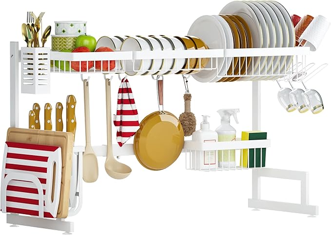 PUSDON Over Sink Dish Drying Rack Stainless Steel, Adjustable Large Dish Drainer - Image 3