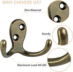 14 Pack Coat Hooks, Heavy Duty Double Prong Coat Hooks Wall Mounted - Image 4