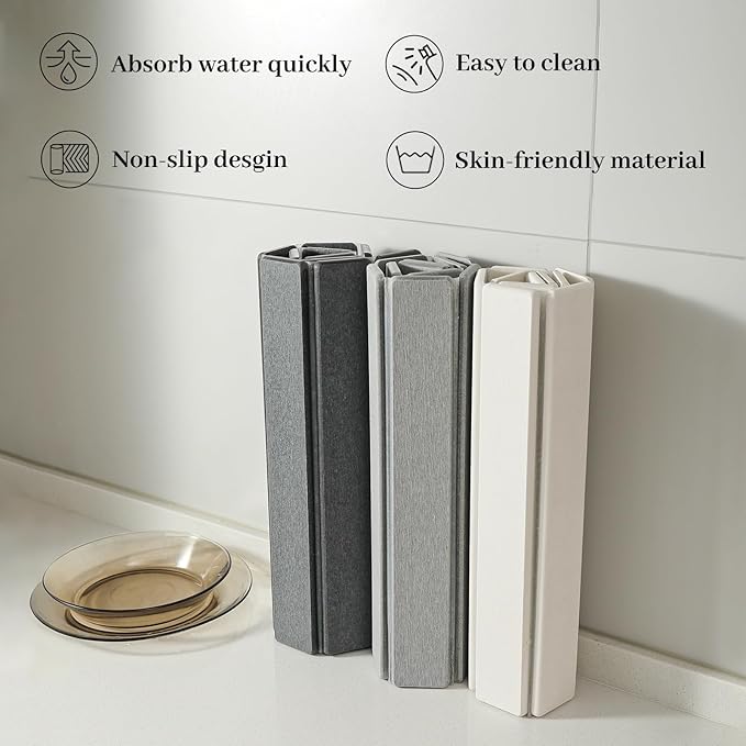 Large Stone Drying Mat for Kitchen Counter, Quick Drying Mat, Glasses and - Image 3