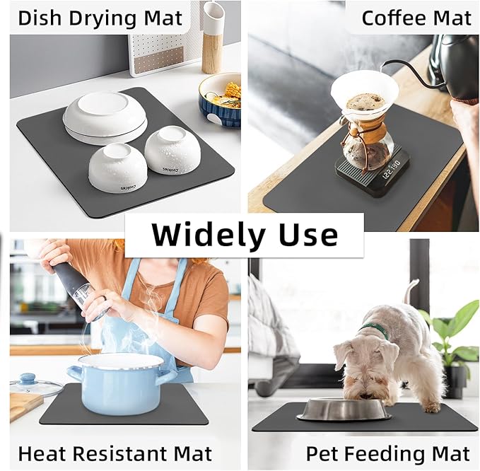LOPNUR Kitchen Dish Drying Mat, Super Absorbent Dish Drying Pad, Diatomite - Image 7