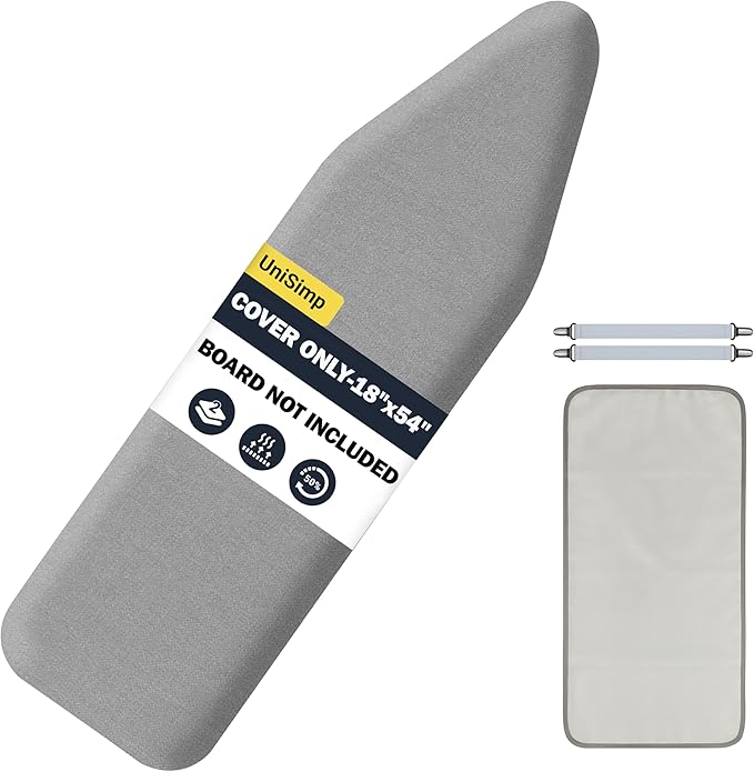 Ironing Board Cover and Pad 18"x54" Extra Thick Natural Cotton, Scorch and by UniSimp