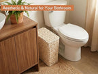 Wicker Trash Can with Lid and Liner, Boho Decotative Small Bathroom Trash Cans - Image 2