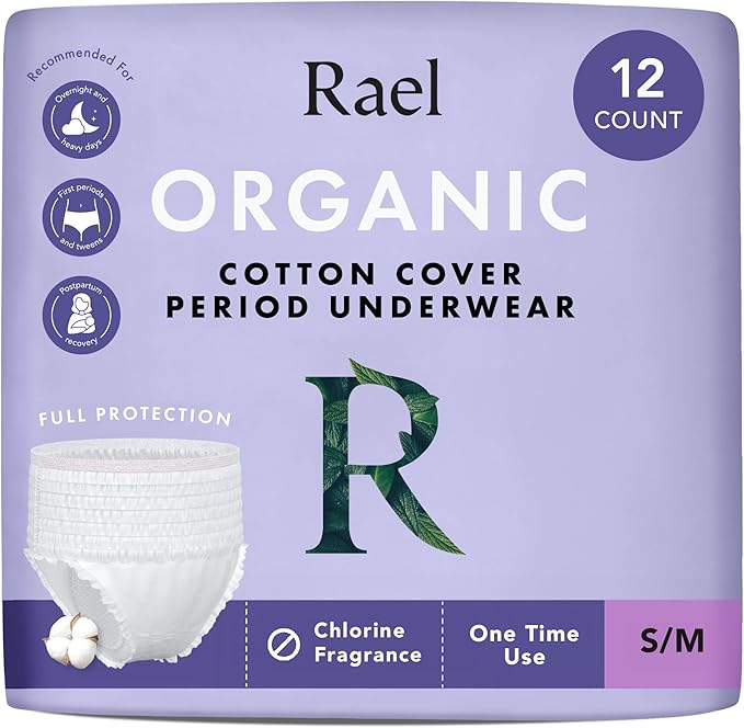 Rael Disposable Underwear for Women, Organic Cotton Cover by Rael