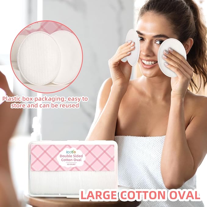 Large Oval Cotton Pads, Dual-Sided, Ultra-Soft Cotton Oval Pads - Image 5