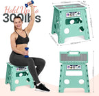 Delxo Folding Step Stool 13 Inch Non-Slip Foldable Stools for Kids & Adults Up to 300 LBS Kitchen Collapsible Fold Up Stepping Stool with Dotted 1 Pack Green - Image 3