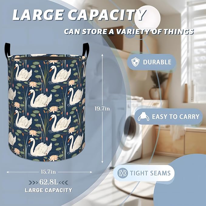 Elegant Swan Laundry Basket - Image 3