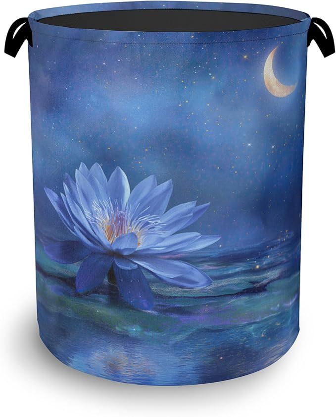 Water Lily Laundry Basket, Moon Oxford Cloth Laundry Hamper by Unknown