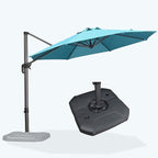 PURPLE LEAF 10 Feet Cantilever Umbrella with Base Outdoor Patio Round Umbrella Aluminum Offset with 360-degree Rotation for Garden Deck Pool Patio,Turquoise Blue by PURPLELEAF
