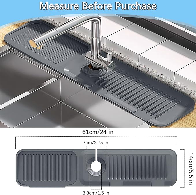 5° Slope Kitchen Sink Faucet Mat, Kitchen Sink Splash Guard, Silicone Material - Image 3