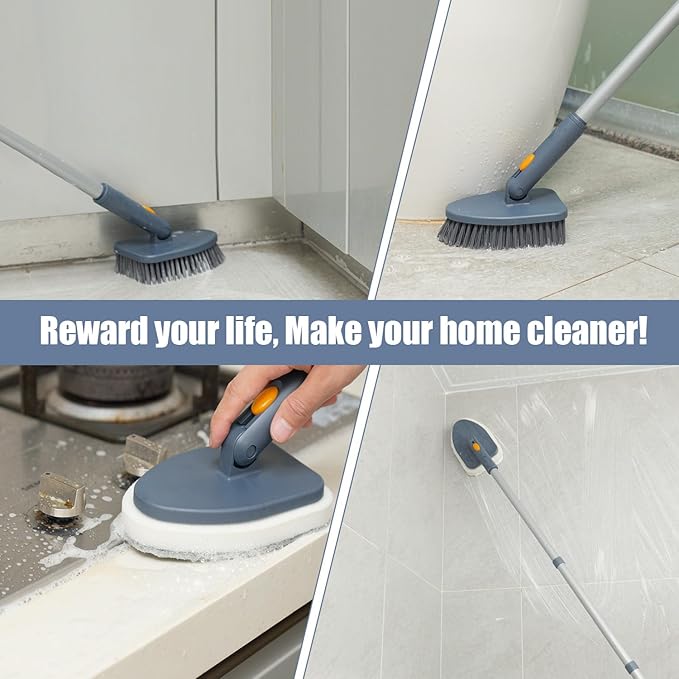 Shower Cleaning Brush, 4 in 1 Tile Tub Shower Scrubber - Image 2