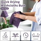 Newwiee 100 Pcs Washcloths Bulk Quick Drying Bathroom Wash Clothes 12 x 12 Inch - Image 3