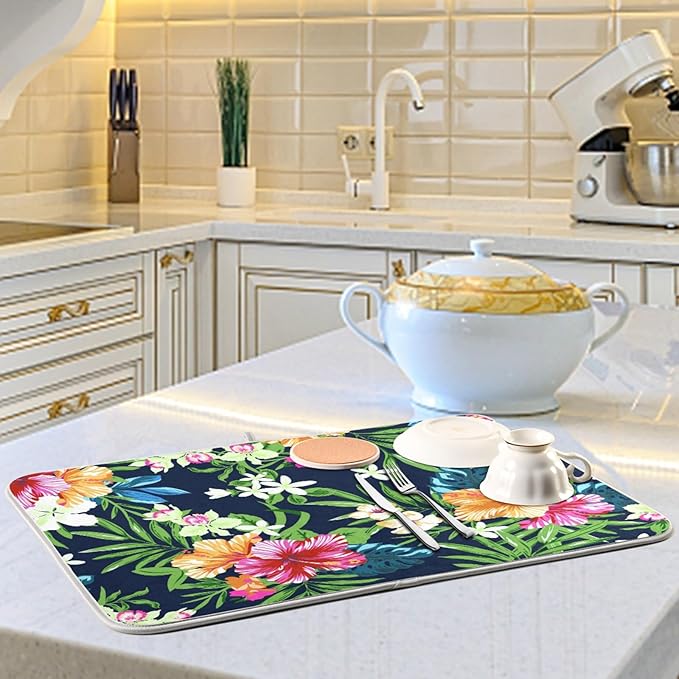 Tarity Colorful Tropical Flowers Dish Drying Mat - Image 6