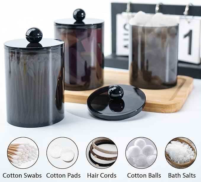 6 Pack Qtip Holder, Canister Apothecary Jar Set, Bathroom Jars - Image 4