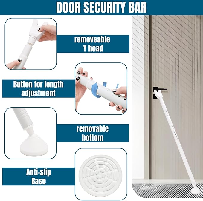 2 Pack Door Security Bar, Heavy Duty Metal Door Stoppers Security Patio Bars - Image 5