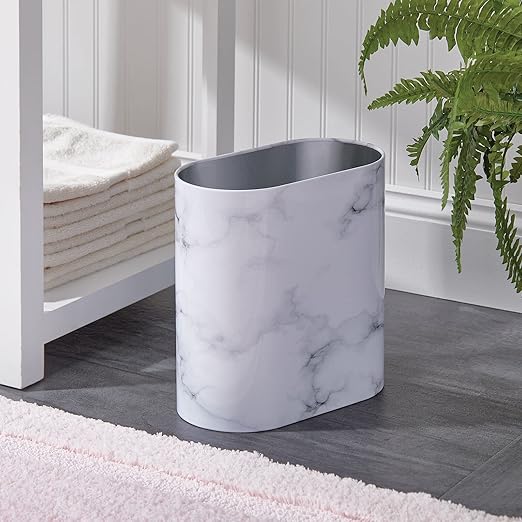 mDesign Slim Pill-Shaped Metal 1.98 Gallon/7 Liter Recycle Trash Can Wastebasket - Image 2