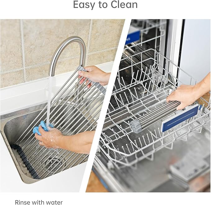 Large Expandable Roll Up Dish Drying Rack, Heat-Resistant Dish Drainer - Image 6