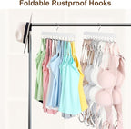 Bra Hanger for Closet, Tank Top Hanger 20 Hooks Capacity Foldable Wood Space - Image 3
