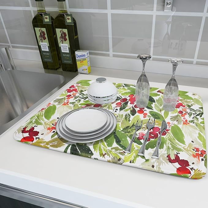 Watercolor Christmas Dish Drying Mat 18 x 24 Inch - Image 7