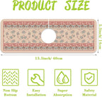 Sink Splash Guard Faucet Mat Retro Boho Flowers Absorbent Fast Drying Mat Sink - Image 2