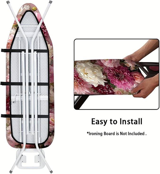 Nuxovilar Soft Pink & White Floral Pattern Ironing Board Cover, 15×54 inch - Image 5