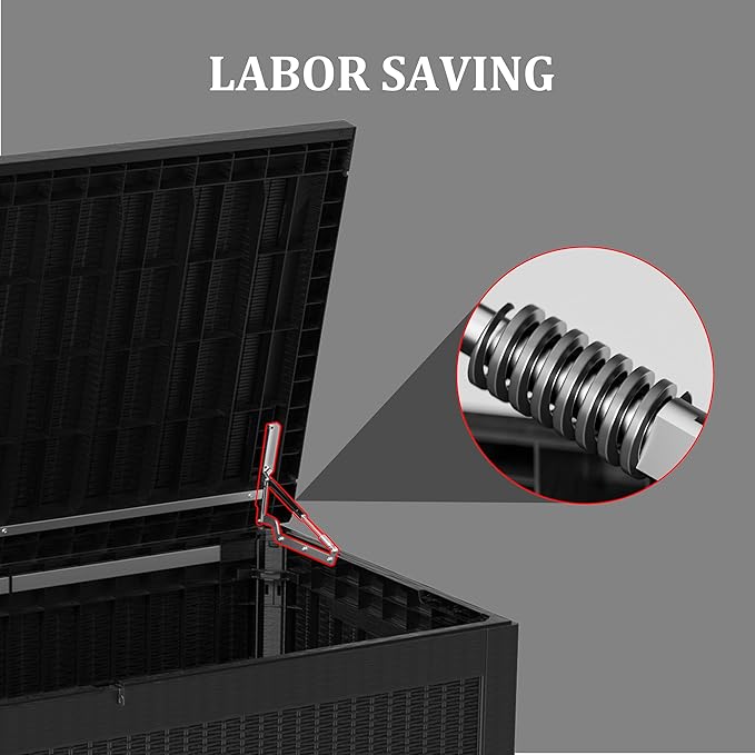 TARKARI 150 Gallon Lockable Resin Deck Box, Waterproof & UV-Resistant Outdoor Storage Box for Outdoor Cushion Storage, Garden Tools & Pool Accessories Storage, Black - Image 7