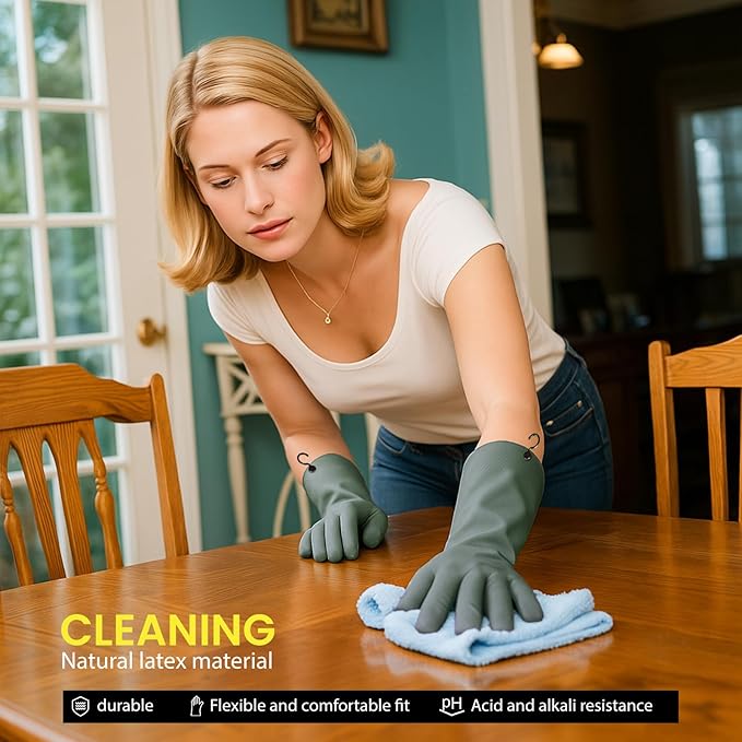 Dishwashing Gloves for Kitchen, 4 Pairs Rubber Cleaning Household Dish Washing - Image 4