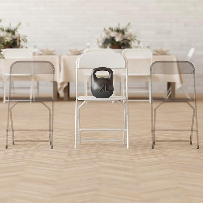 Flash Furniture Hercules Series Big & Tall Stackable Plastic Folding Chairs, Extra Wide Commercial Event Seats, Set of 4, White - Image 11