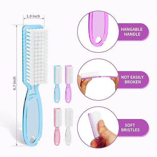 12 Pcs Handle Grip Cleaning Brushes, Hand Fingernail Nail Scrub Manicure Brush - Image 2