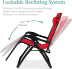 Best Choice Products Oversized Zero Gravity Chair, Folding Outdoor Patio Recliner, XL Anti Gravity Lounger w/Removable Cushion, Cup Holder, Side Tray, 350lb Capacity - Crimson Red - Image 6