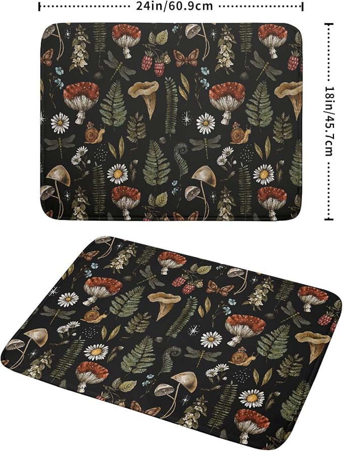 Mushroom Fern Leaves Berry Dish Drying Pad 18 x 24 Inch - Image 2