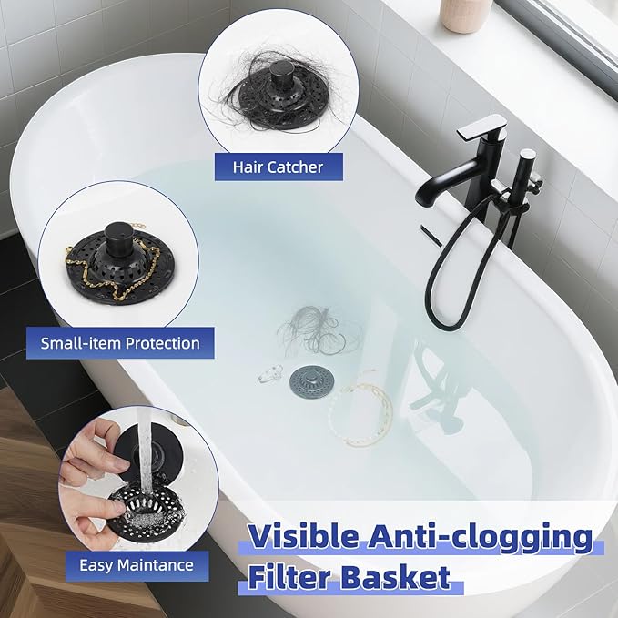 Universal Bathtub Drain Stopper Shower Drain Hair Catcher, Tub Stopper - Image 2