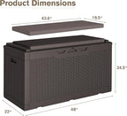 JUMMICO 100 Gallon Resin Deck Box with Cushion, Waterproof Outdoor Storage Box with Lockable Lid for Garden Tools, Patio Cushions (Brown) - Image 2