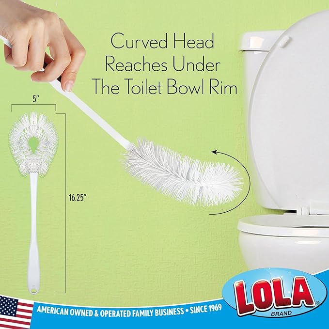 LOLA Toilet Bowl Brush w/Curved Head, Coated Wire, Durable Poly Bristles - Image 2
