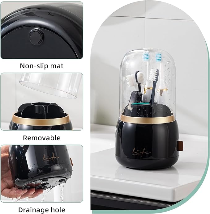 Toothbrush Holders for Bathrooms, Rotating 7 Slots Electric Toothbrush Holders - Image 3
