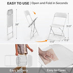 VINGLI 20 Pack White Plastic Folding Chair, Indoor Outdoor Portable Stackable Commercial Seat with Steel Frame 350lb. Capacity for Events Office Wedding Party Picnic Kitchen Dining - Image 3
